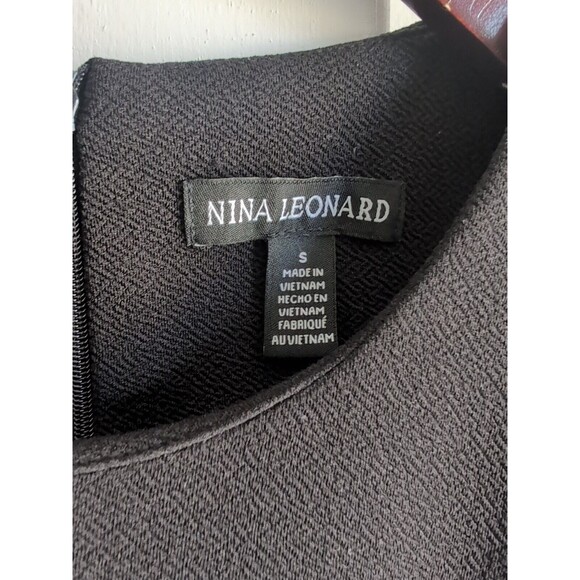 Nina Leonard Sleeveless Jewel Neck Black Color-block Dress S Striped Fit & Flare - Picture 5 of 10